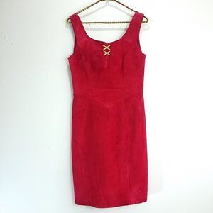 Vintage Danier Red Suede Leather Dress